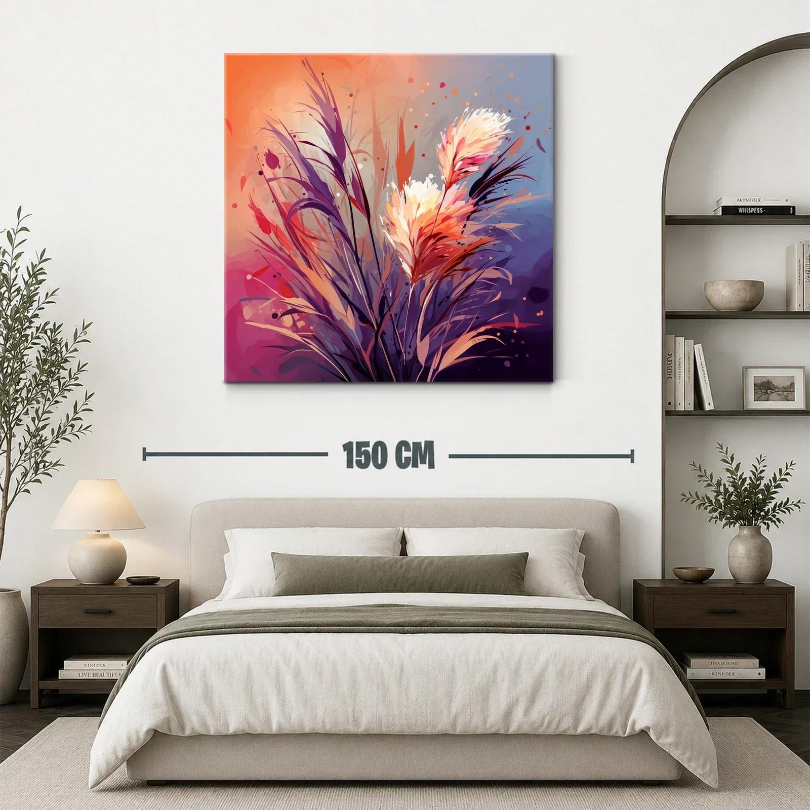 Composición abstracta de flores en tonos cálidos y fríos — miniatura 3