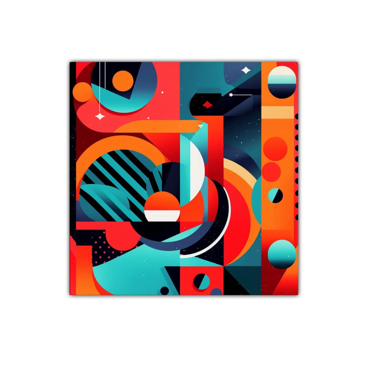 Composición geométrica vibrante con tonos cálidos y contrastes frescos — imagen principal