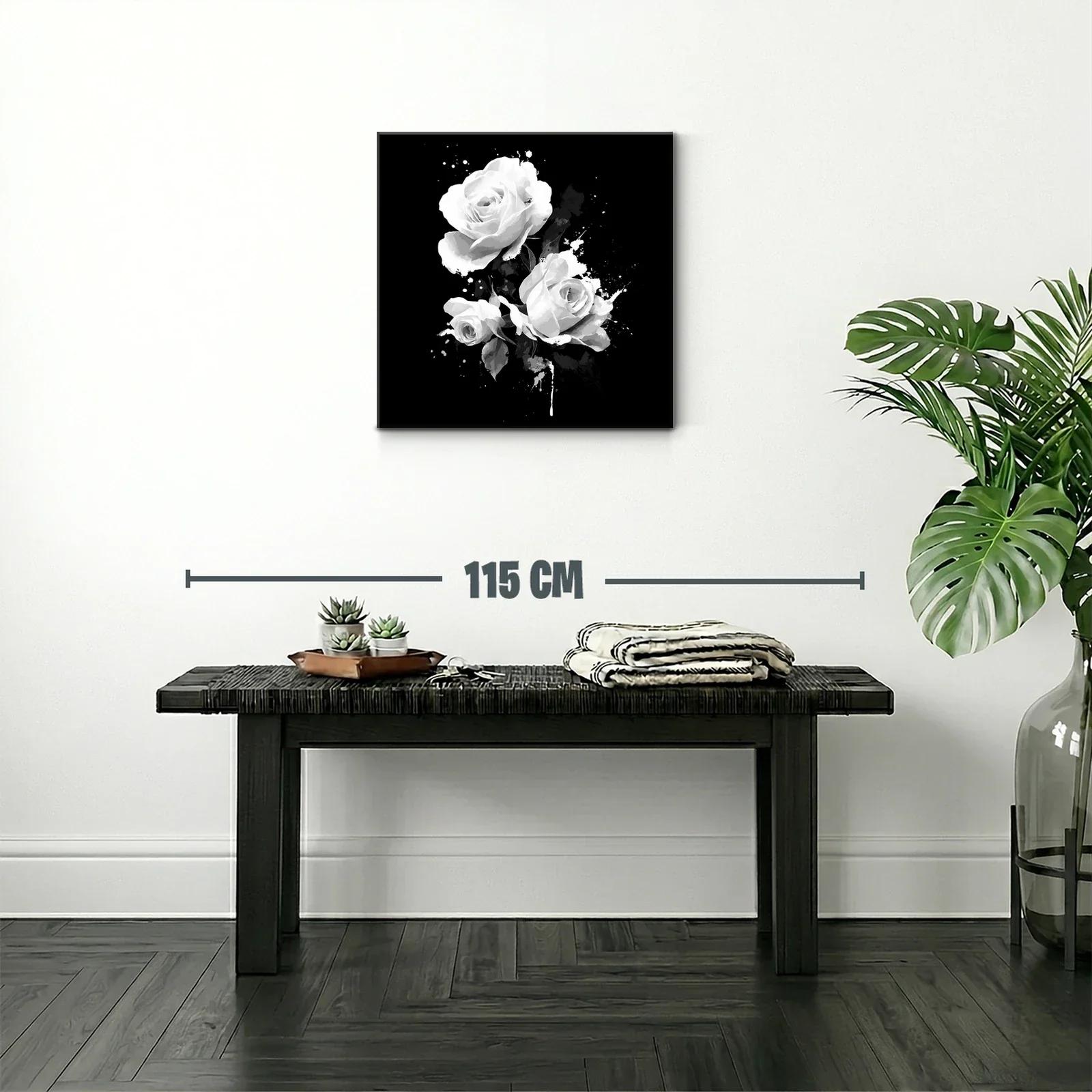 Elegancia floral en rosas blancas sobre fondo negro — miniatura 2
