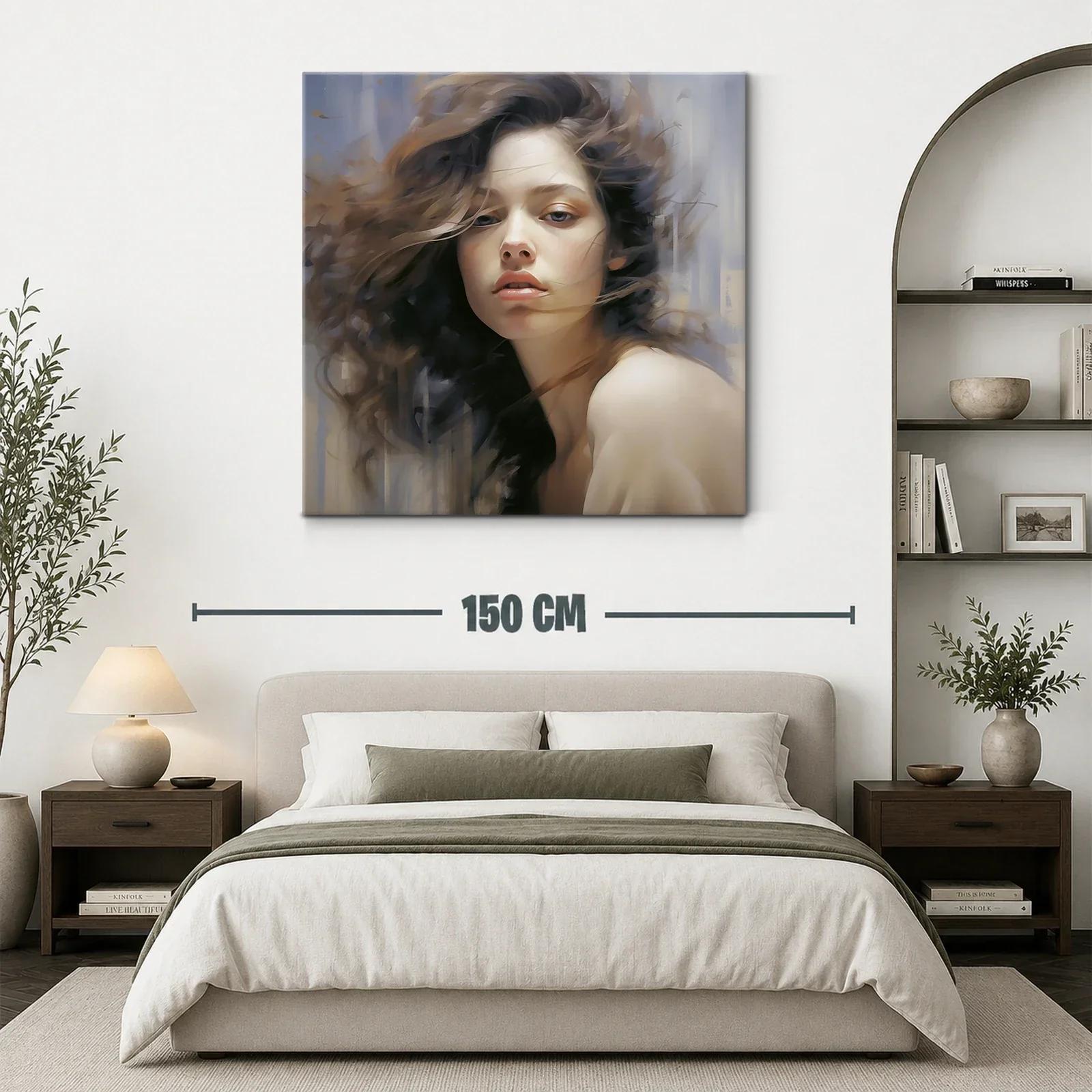 Retrato femenino expresivo con mirada intensa y melena al viento — miniatura 3