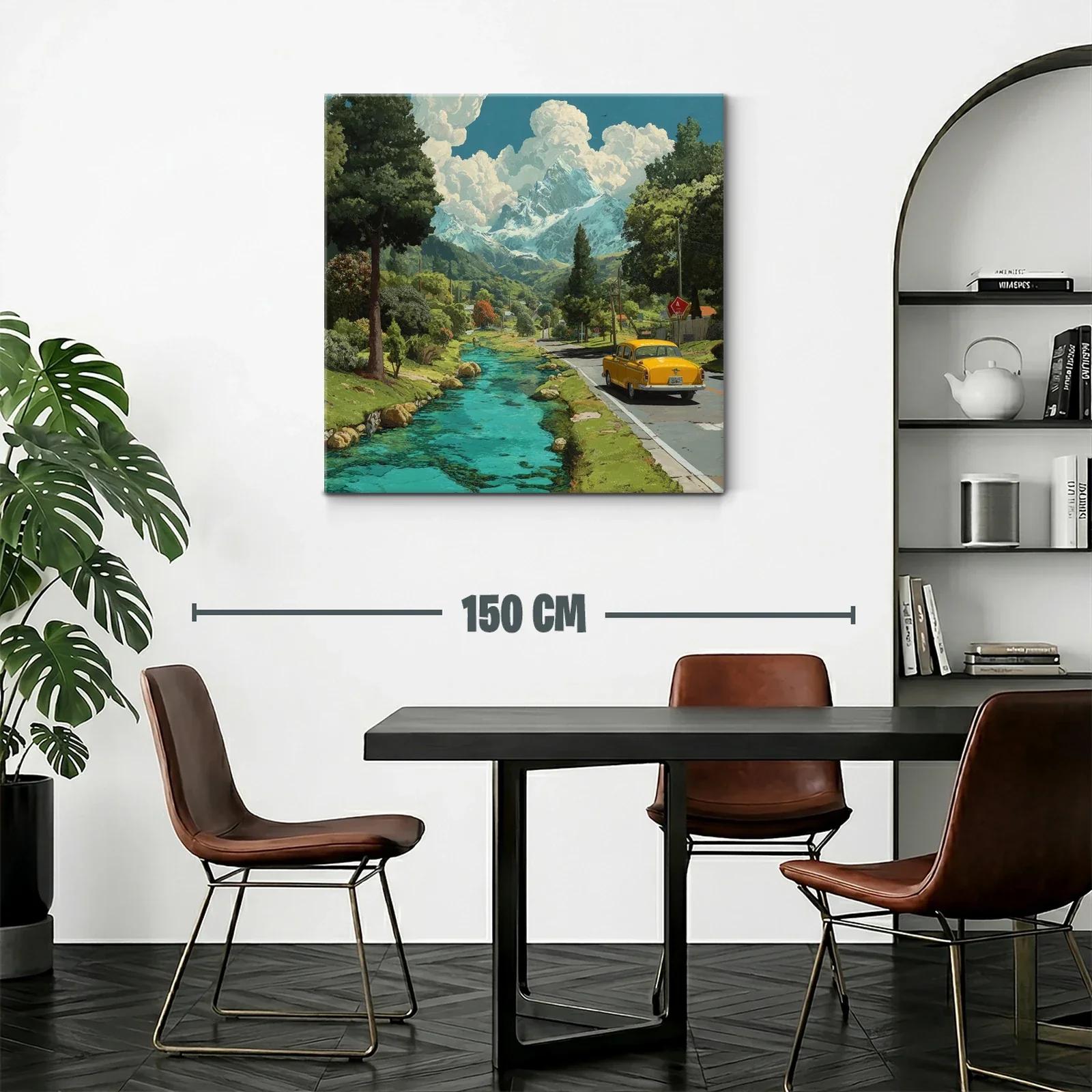 Paisaje con río turquesa y montaña nevada al fondo — miniatura 2