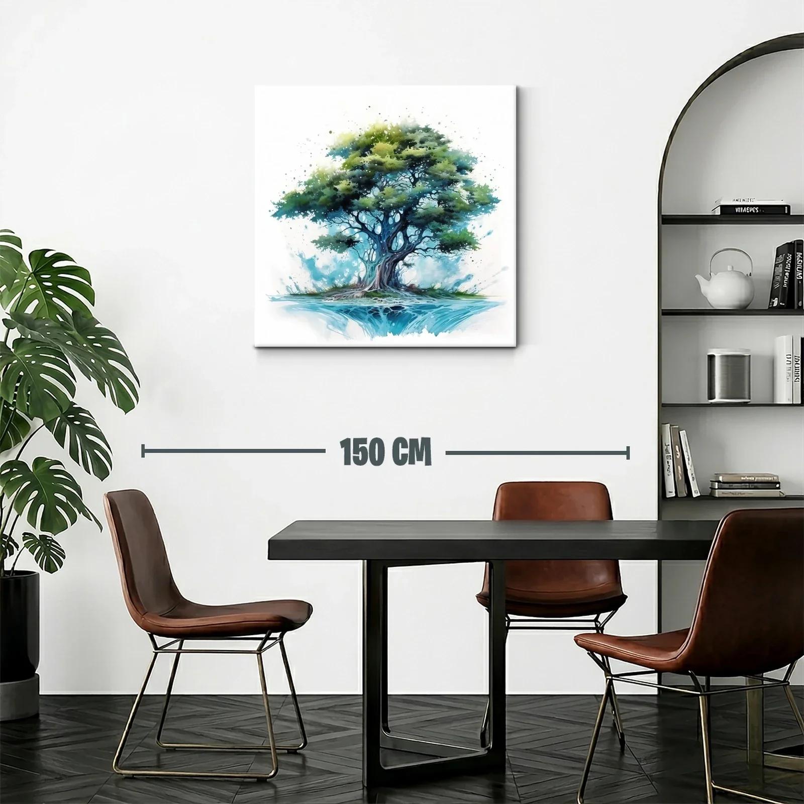 Árbol frondoso en tonos azules y verdes vibrantes — miniatura 2