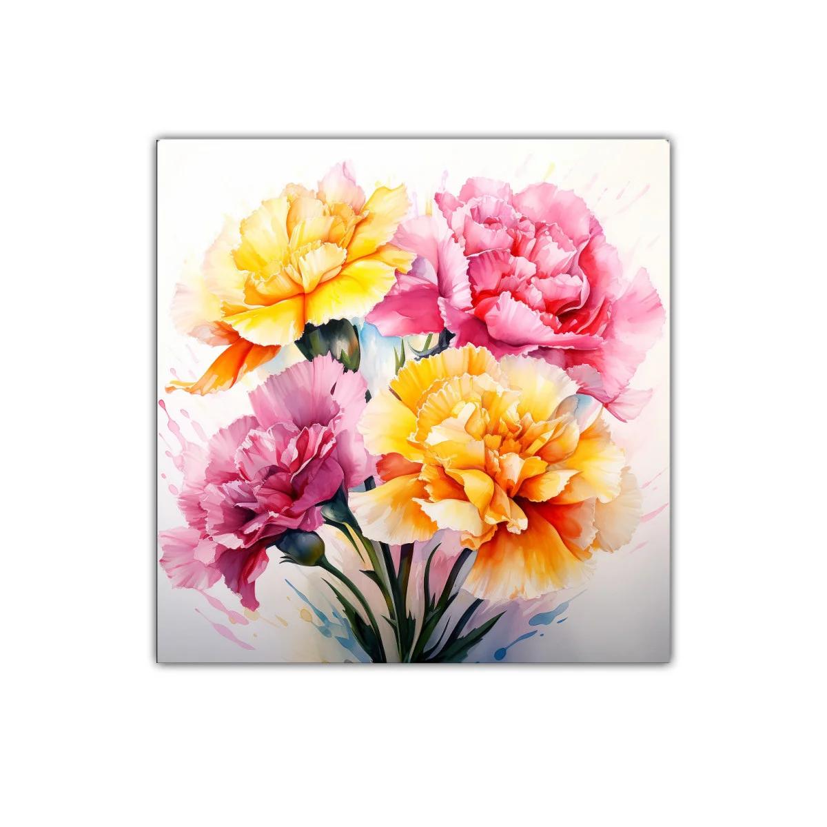 Ramo vibrante de claveles en tonos cálidos y rosas — imagen principal