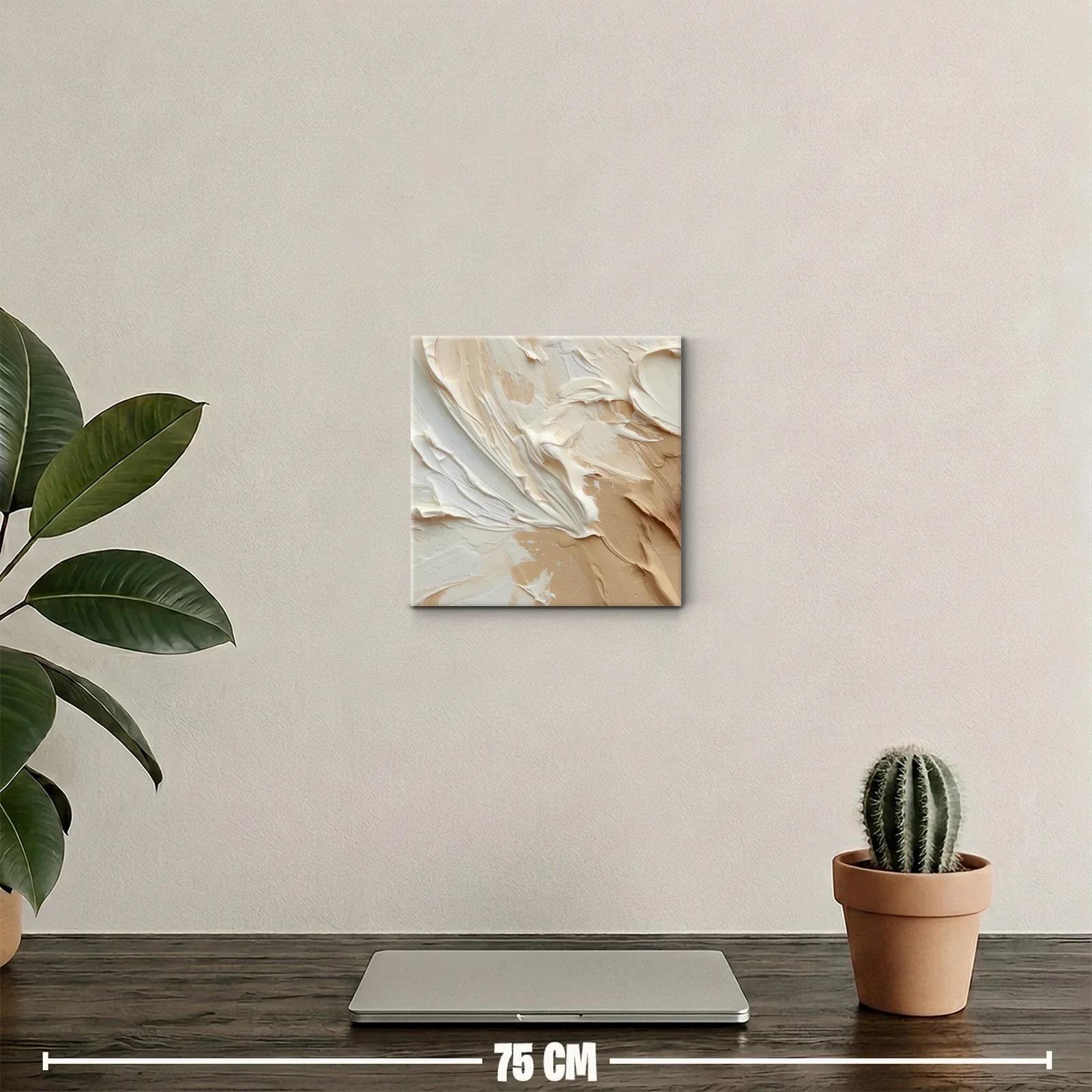 Cuadro abstracto en tonos beige y crema para ambientes cálidos — miniatura 2