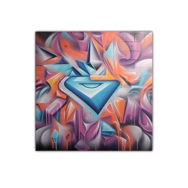 Cuadro abstracto colorido con formas geométricas vibrantes