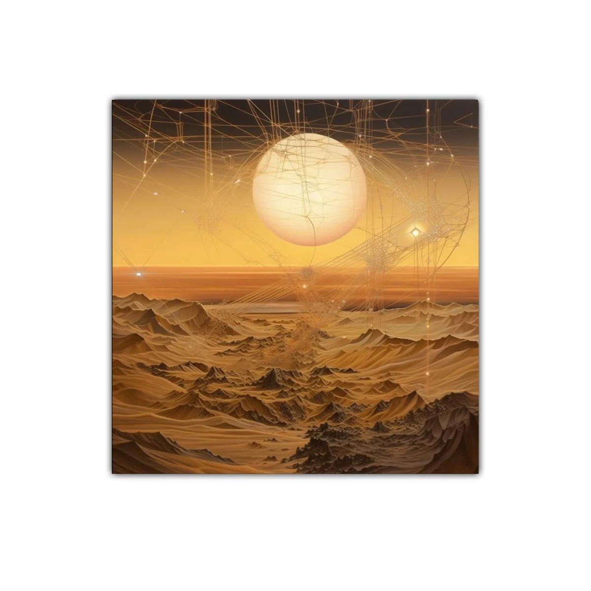 Paisaje surrealista con sol dorado y formas etéreas — miniatura 1