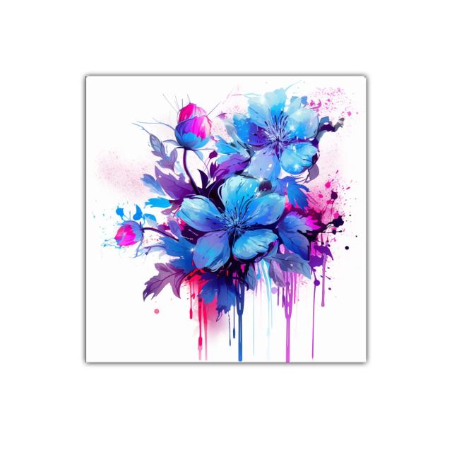 Ramo vibrante de flores azules con acentos fucsia