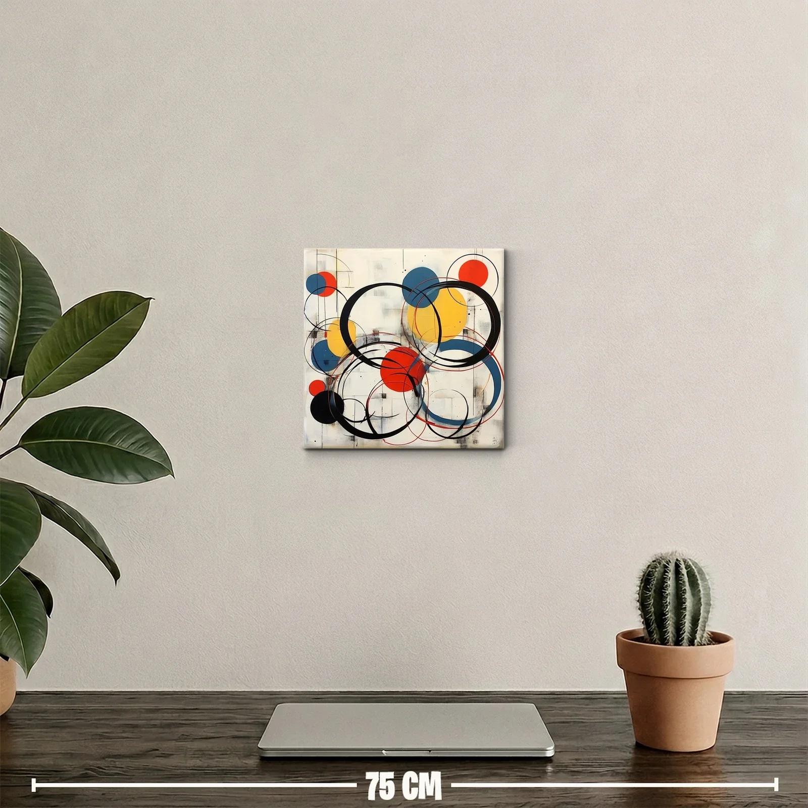 Cuadro abstracto con círculos en tonos cálidos y neutros — miniatura 2