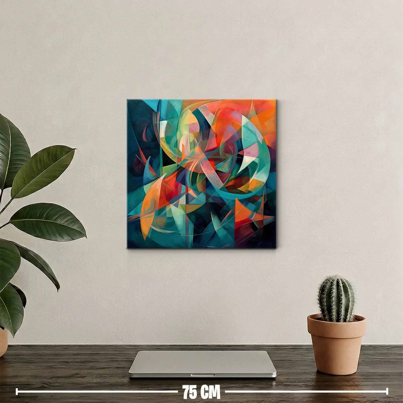 Composición abstracta en tonos cálidos y frescos vibrantes — miniatura 2