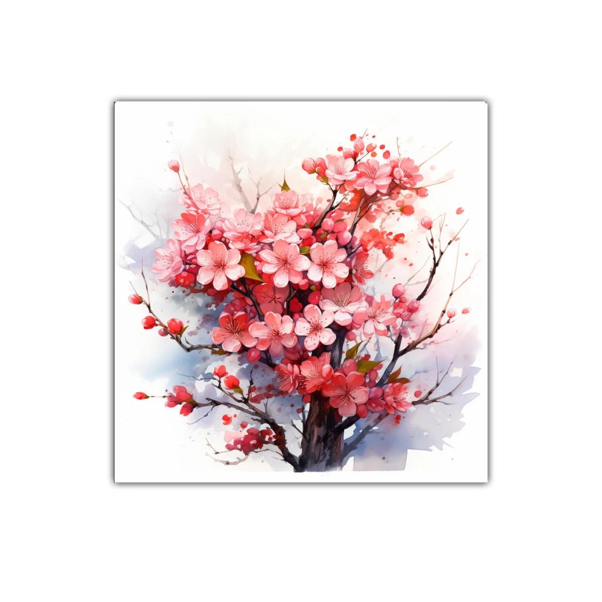 Cuadro decorativo con flores de cerezo en tonos rosados vibrantes — imagen principal