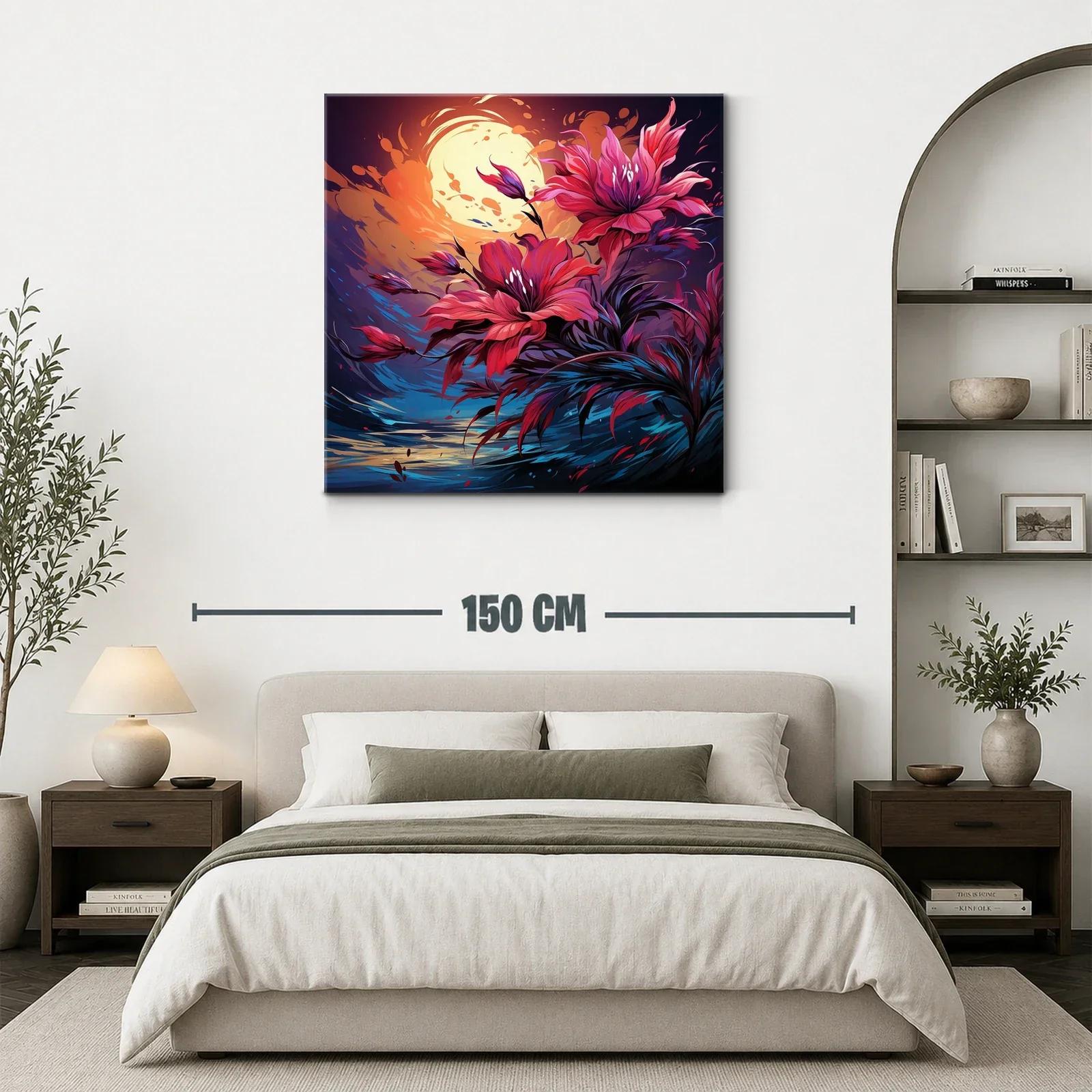 Flores vibrantes bajo la luz intensa de la luna llena — miniatura 3