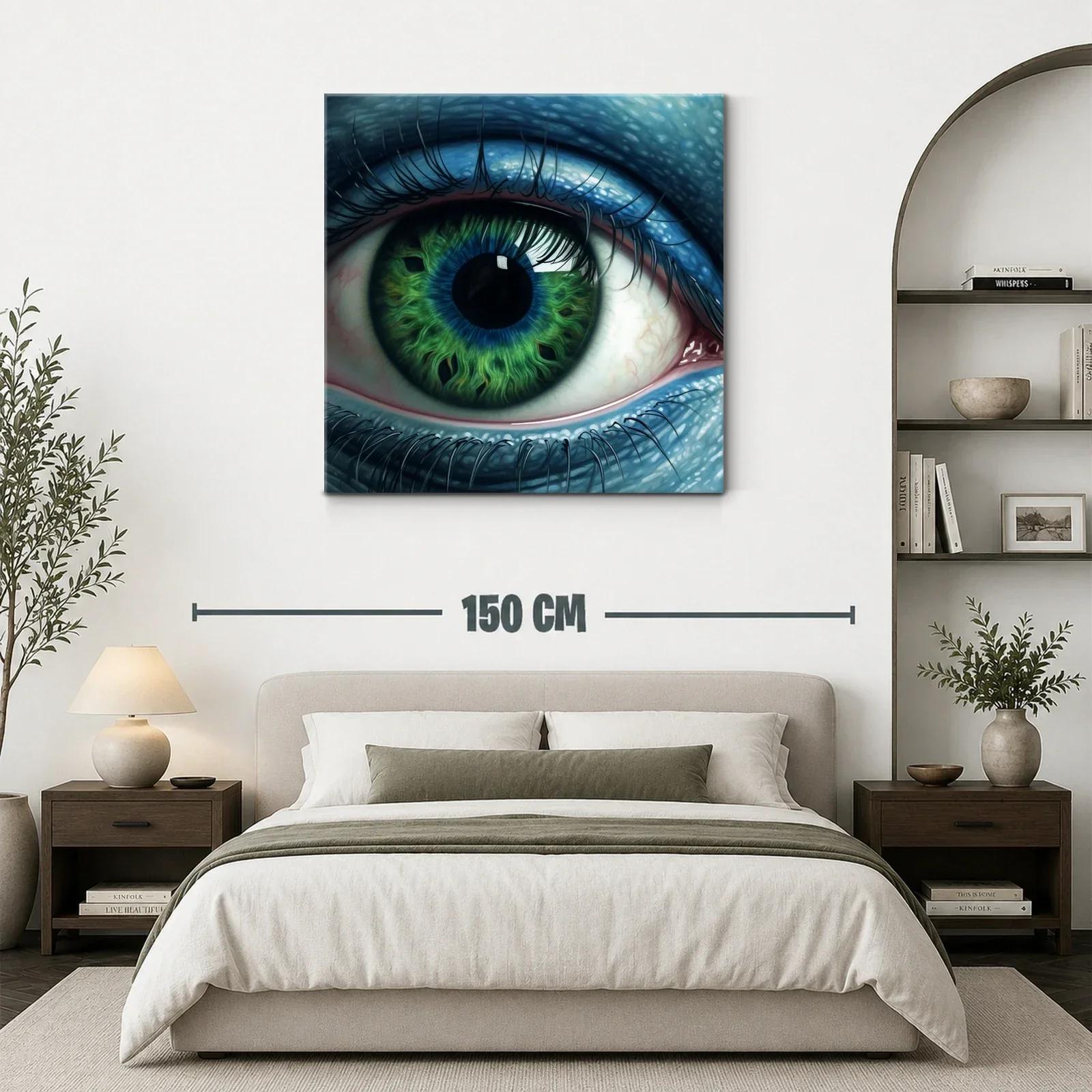 Impactante cuadro con ojo verde y azul en detalle extremo — miniatura 3