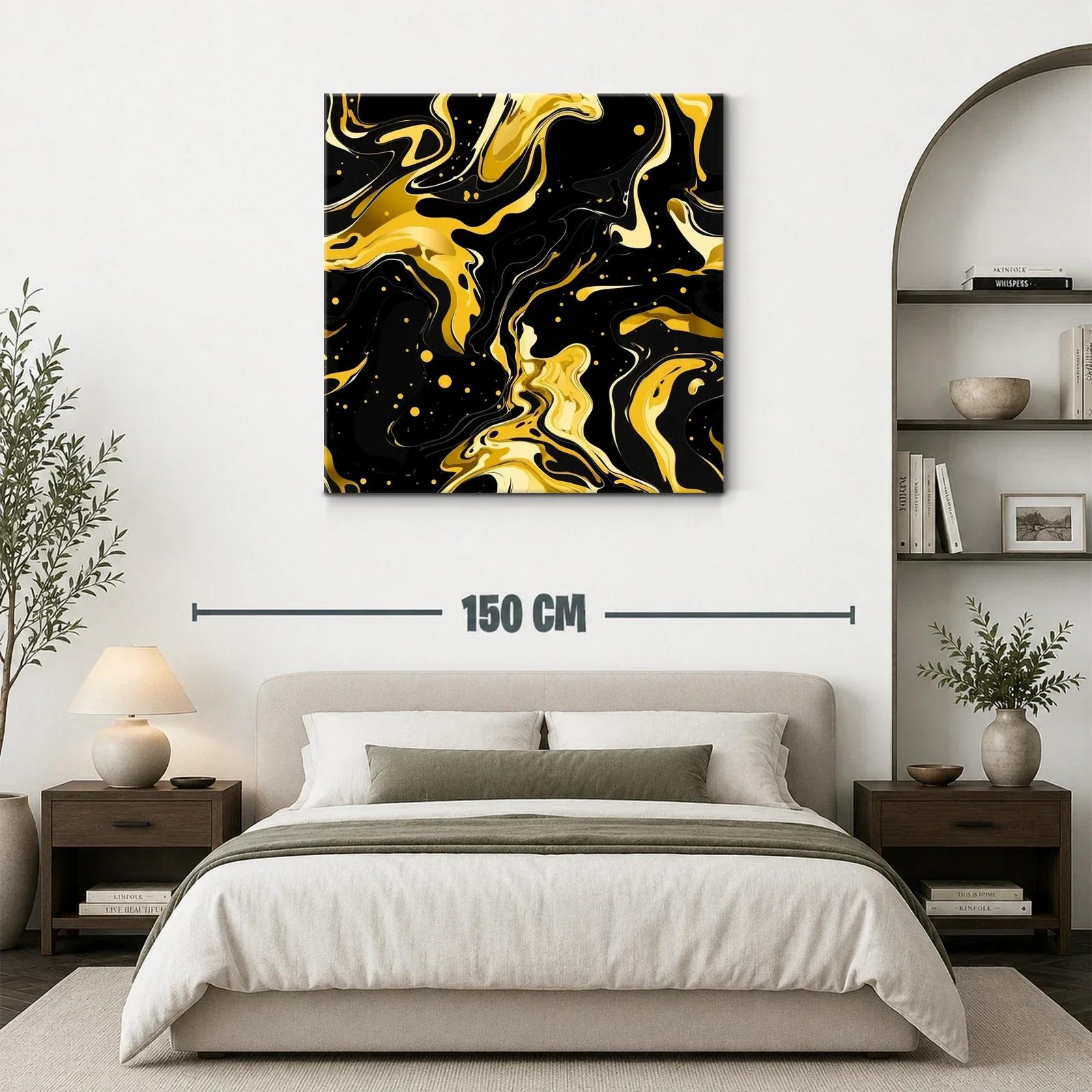 Abstracto dinámico en tonos dorados y negro brillante — miniatura 3