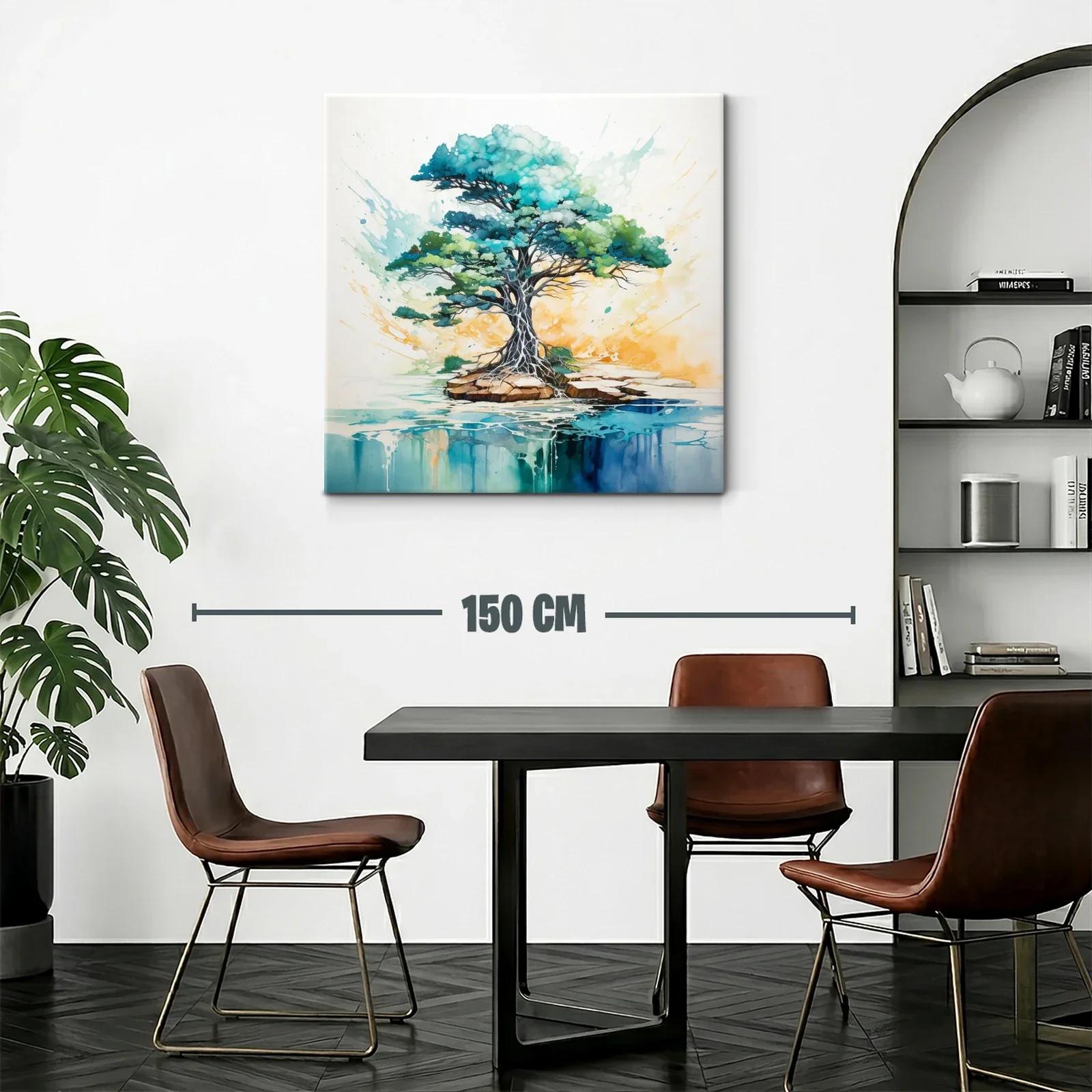 Árbol vibrante sobre isla con reflejos acuáticos — miniatura 2