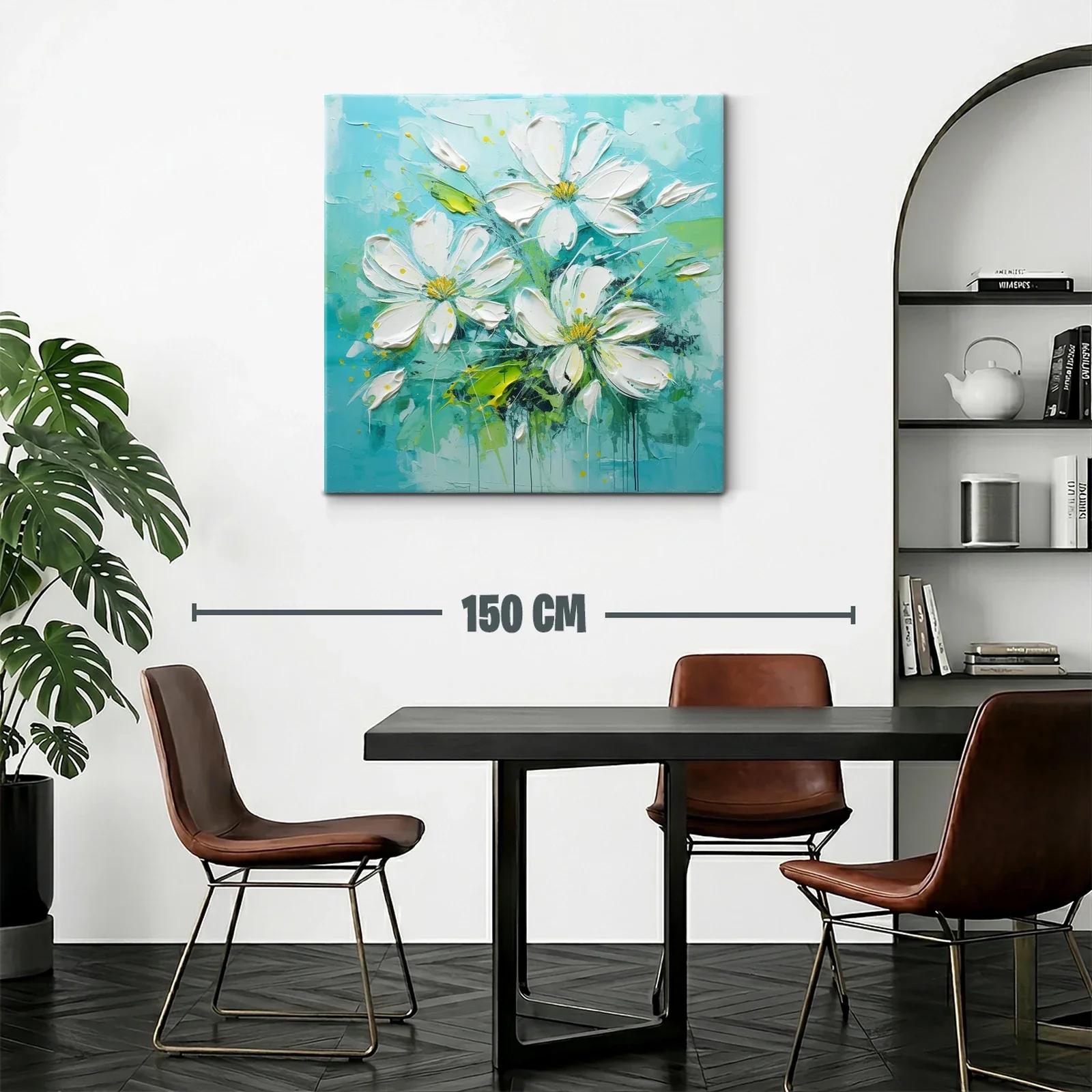 Flores blancas sobre fondo turquesa vibrante — miniatura 2