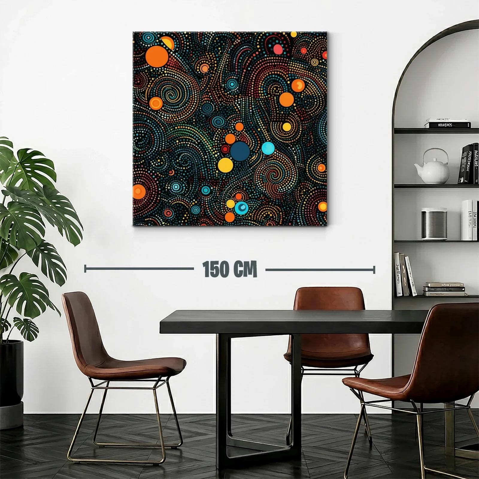 Cuadro abstracto en espirales con puntos vibrantes — miniatura 2
