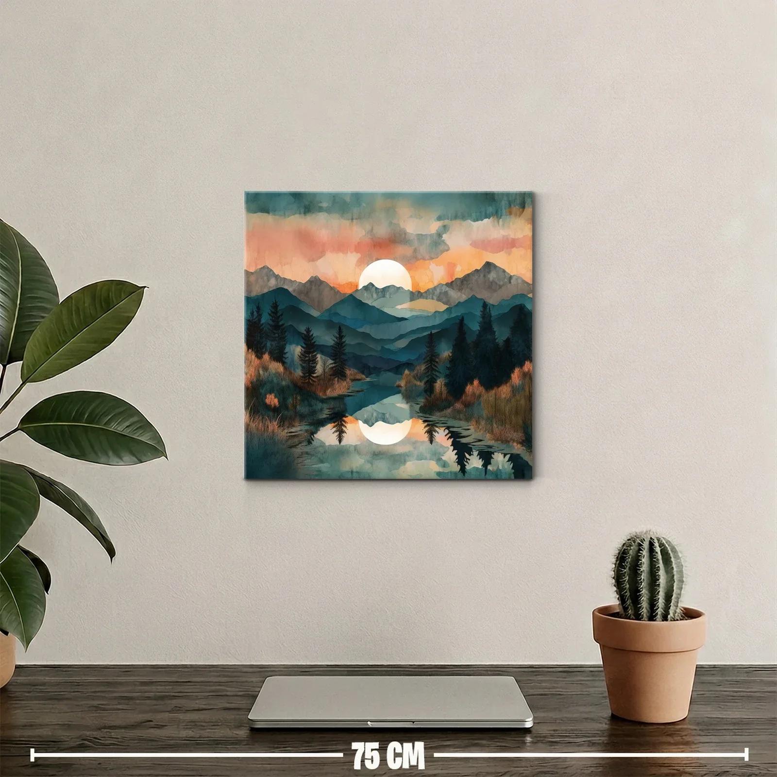 Paisaje sereno de montaña con reflejo al atardecer — miniatura 2