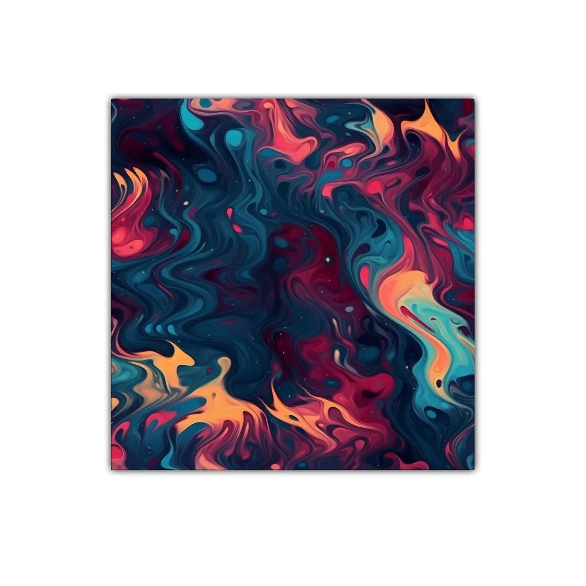 Cuadro abstracto con vibrantes formas fluidas y colores intensos — miniatura 1
