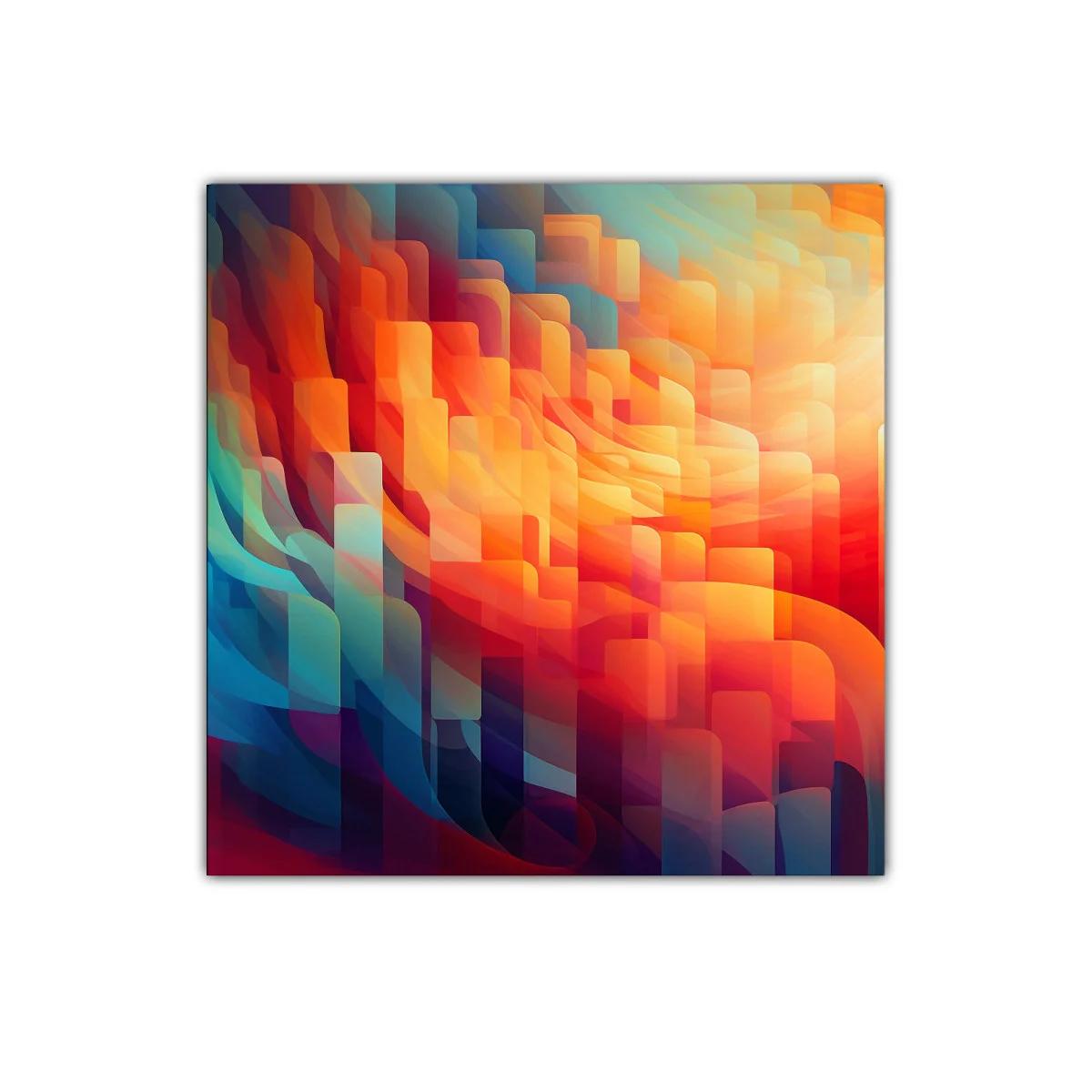 Cuadro decorativo en tonos cálidos y fríos abstractos
