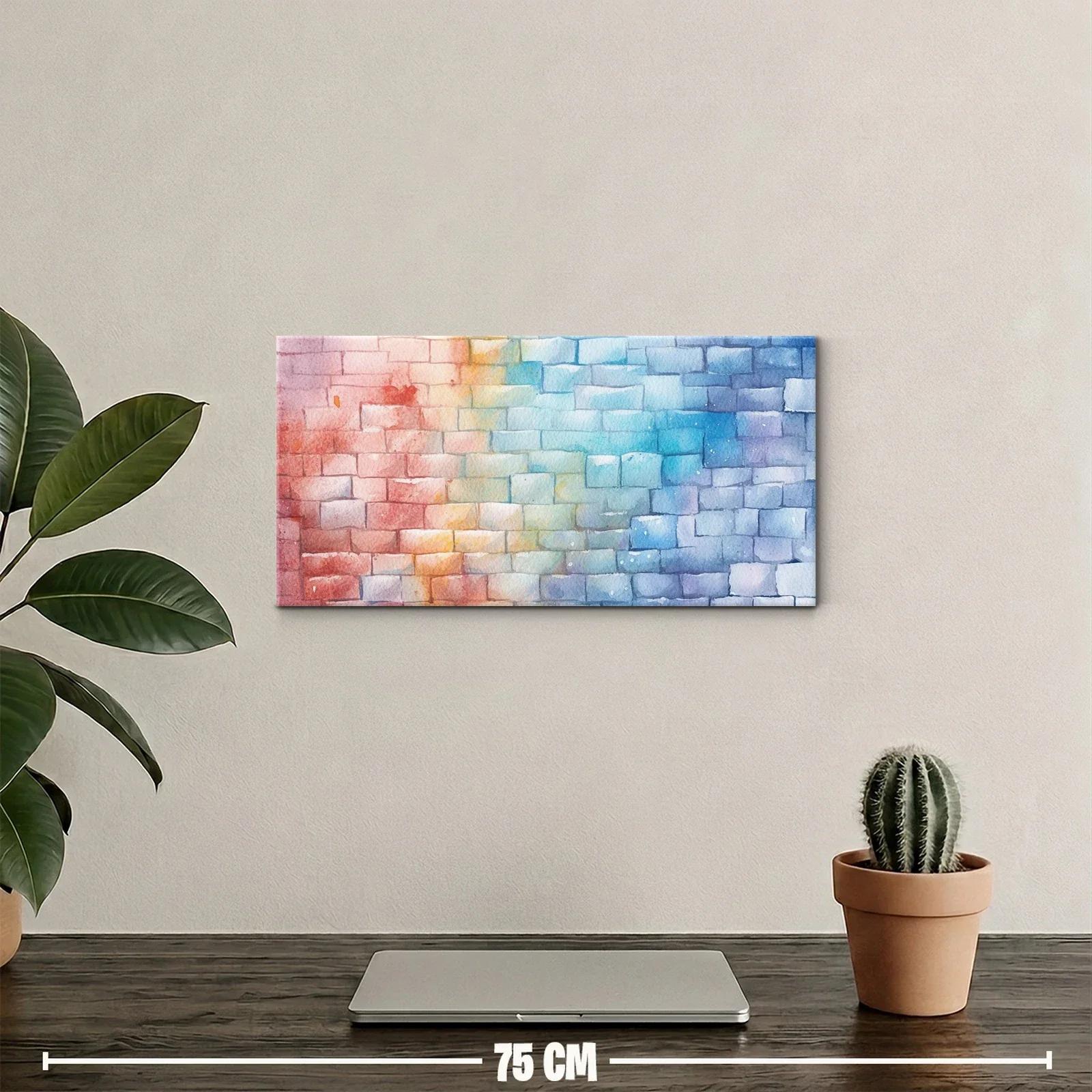Cuadro pared de ladrillos en acuarela con tonos degradados — miniatura 2