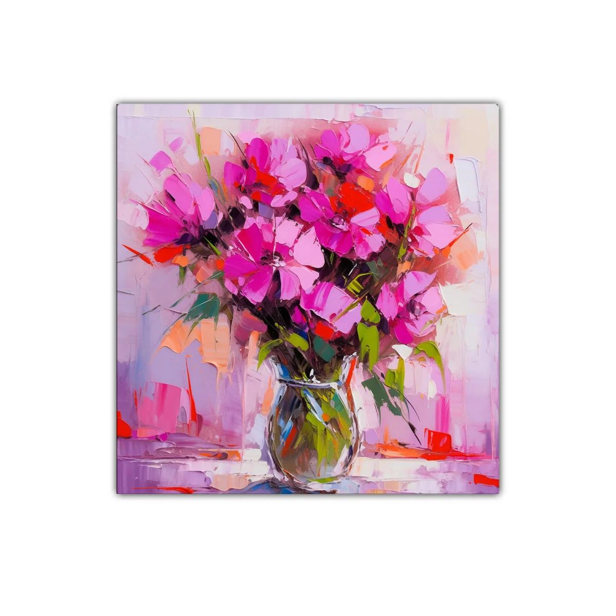 Cuadro decorativo con ramo vibrante de flores rosas y fucsias — imagen principal