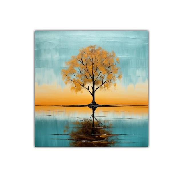 Ética y serenidad en árbol reflejado sobre agua tranquila