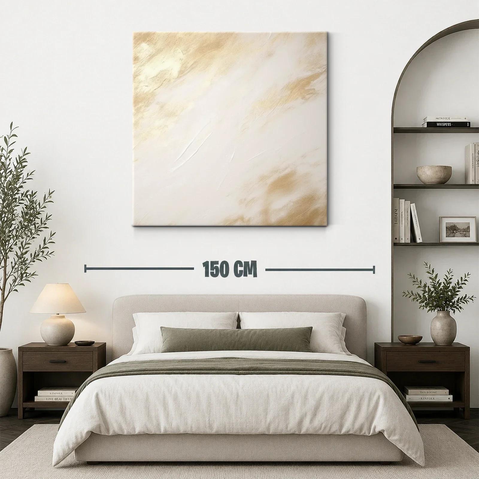 Cuadro abstracto en tonos beige y crema cálidos — miniatura 3