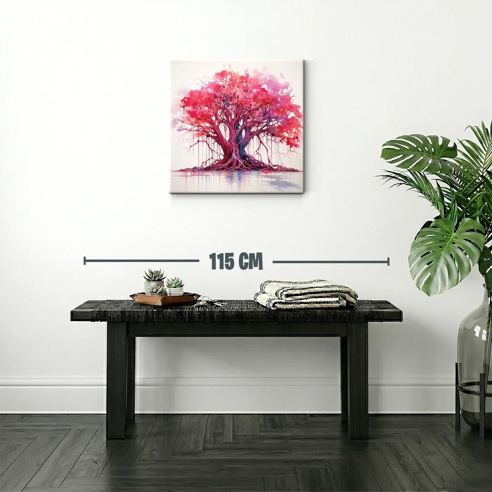 Árbol vibrante con tonos rojos y morados en composición fluida — miniatura 2