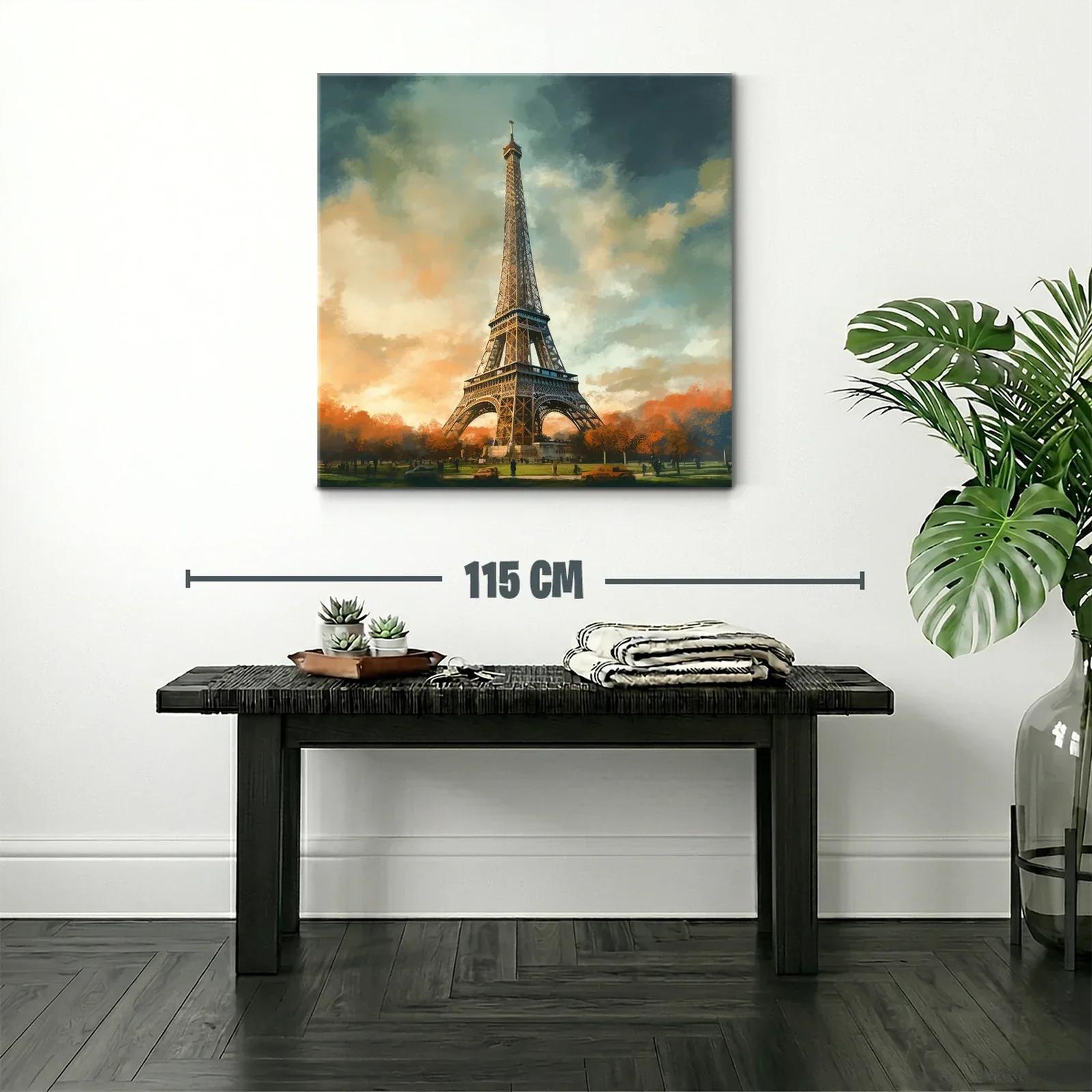 Torre Eiffel al atardecer con cielo dramático — miniatura 2