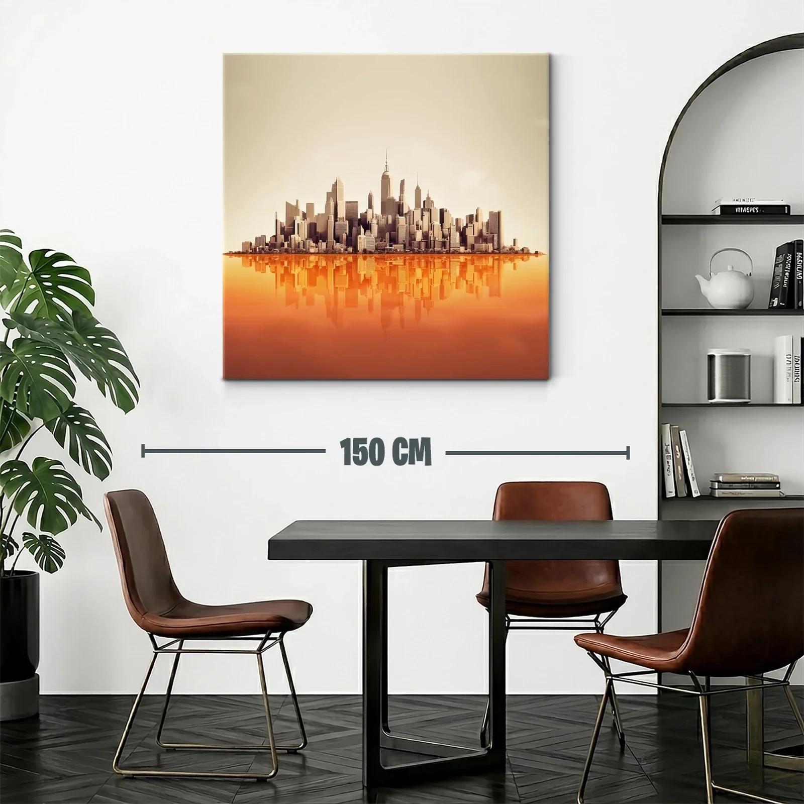 Ciudad moderna con reflejo en tonos cálidos — miniatura 2