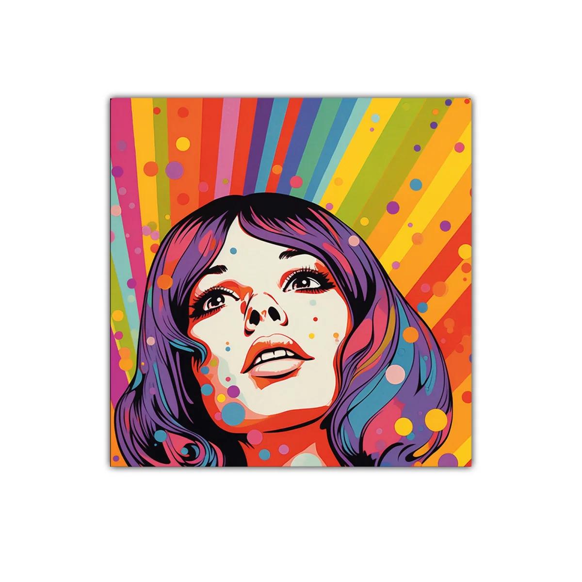 Cuadro pop art femenino con explosión de colores vibrantes — imagen principal