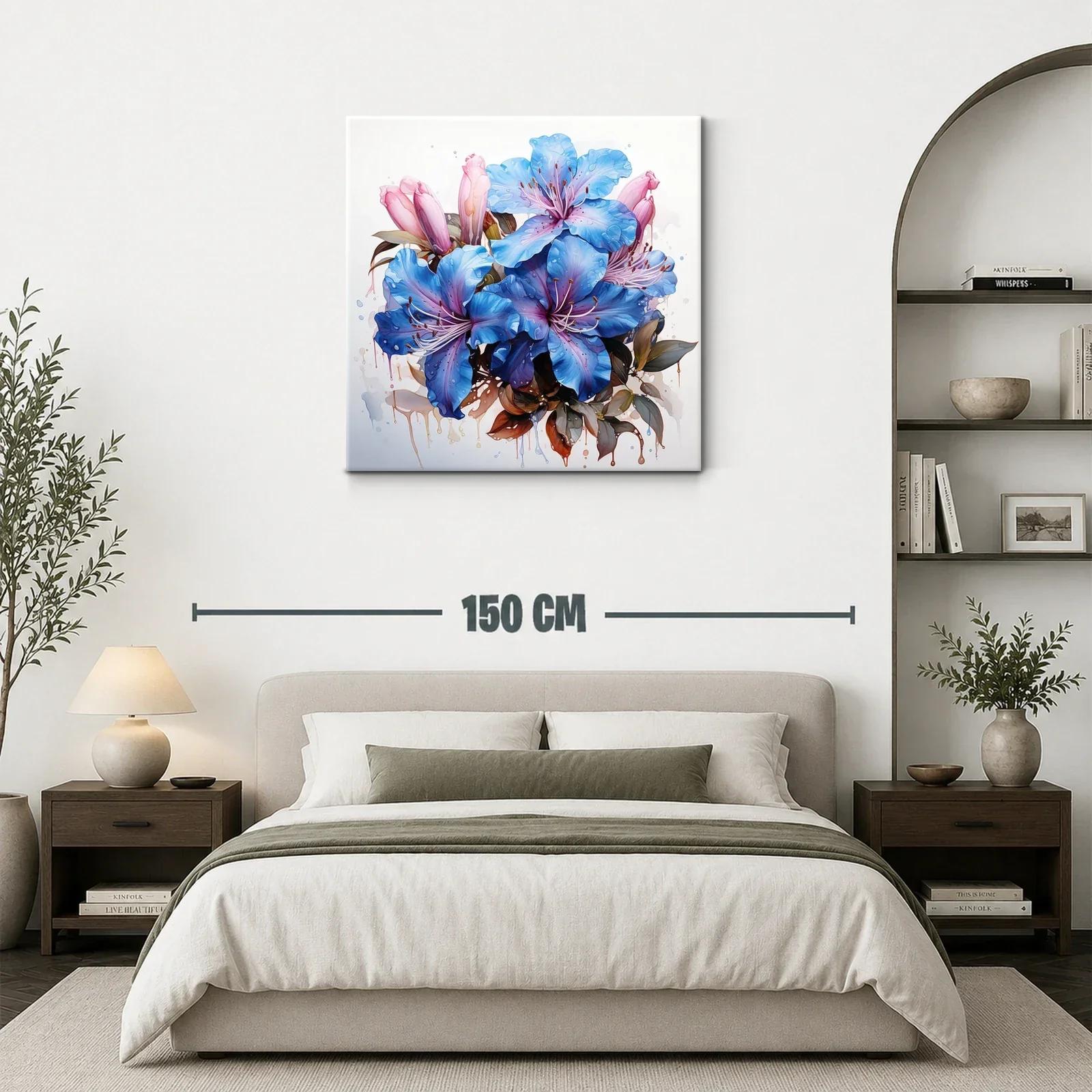 Vibrante composición floral con tonos azules y rosados cálidos — miniatura 3