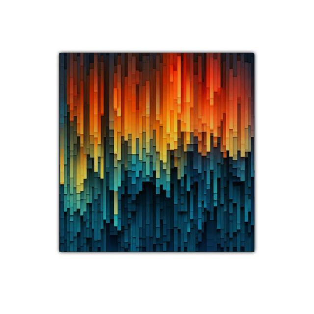 Composición geométrica en tonos cálidos y fríos contrastantes