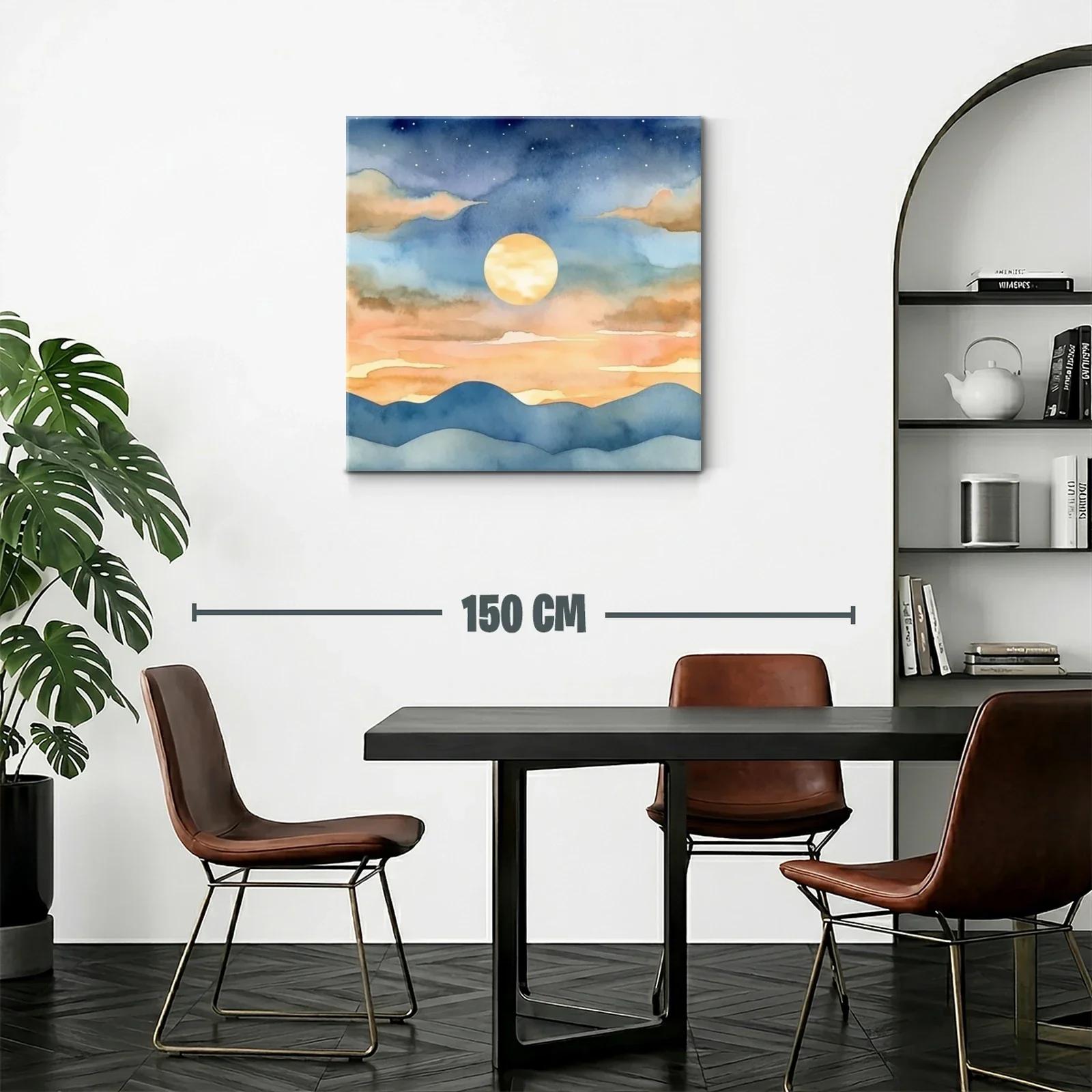 Paisaje nocturno con luna llena y montañas suaves — miniatura 2