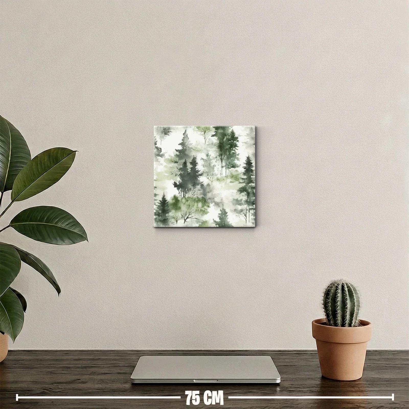 Tranquilo bosque en tonos verdes y grises suaves — miniatura 2