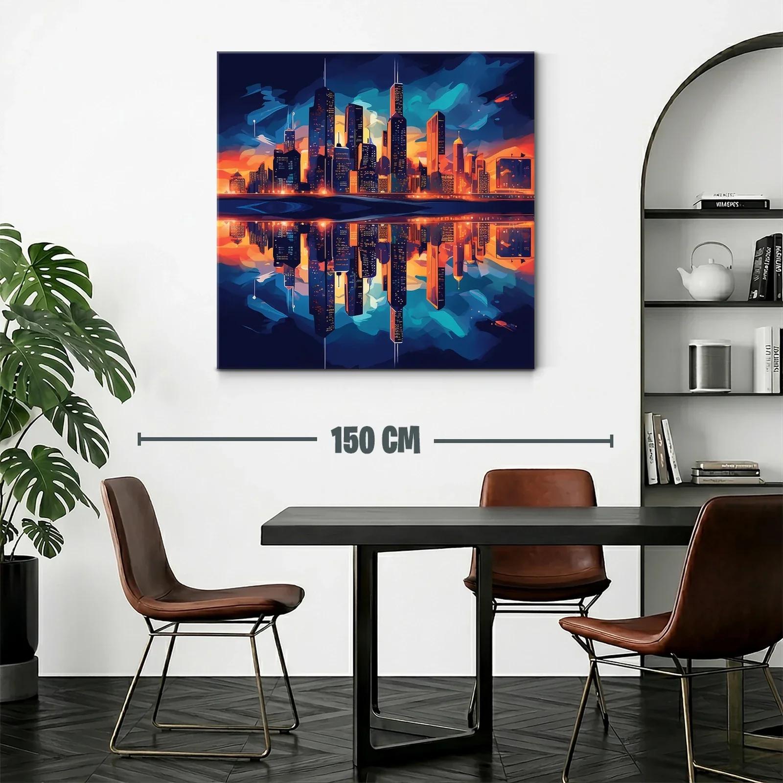 Impresionante skyline urbano al atardecer vibrante — miniatura 2