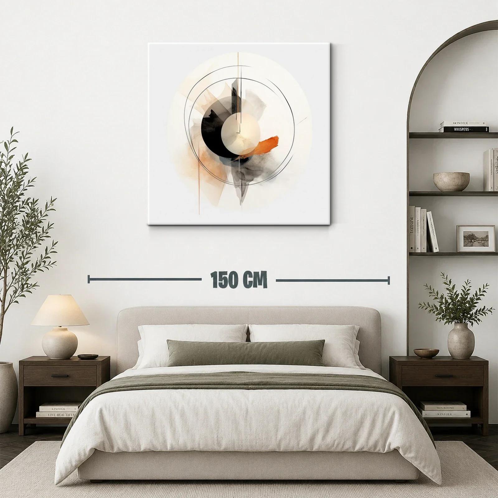 Composición Circular Abstracta en Tonos Neutros y Naranja — miniatura 3