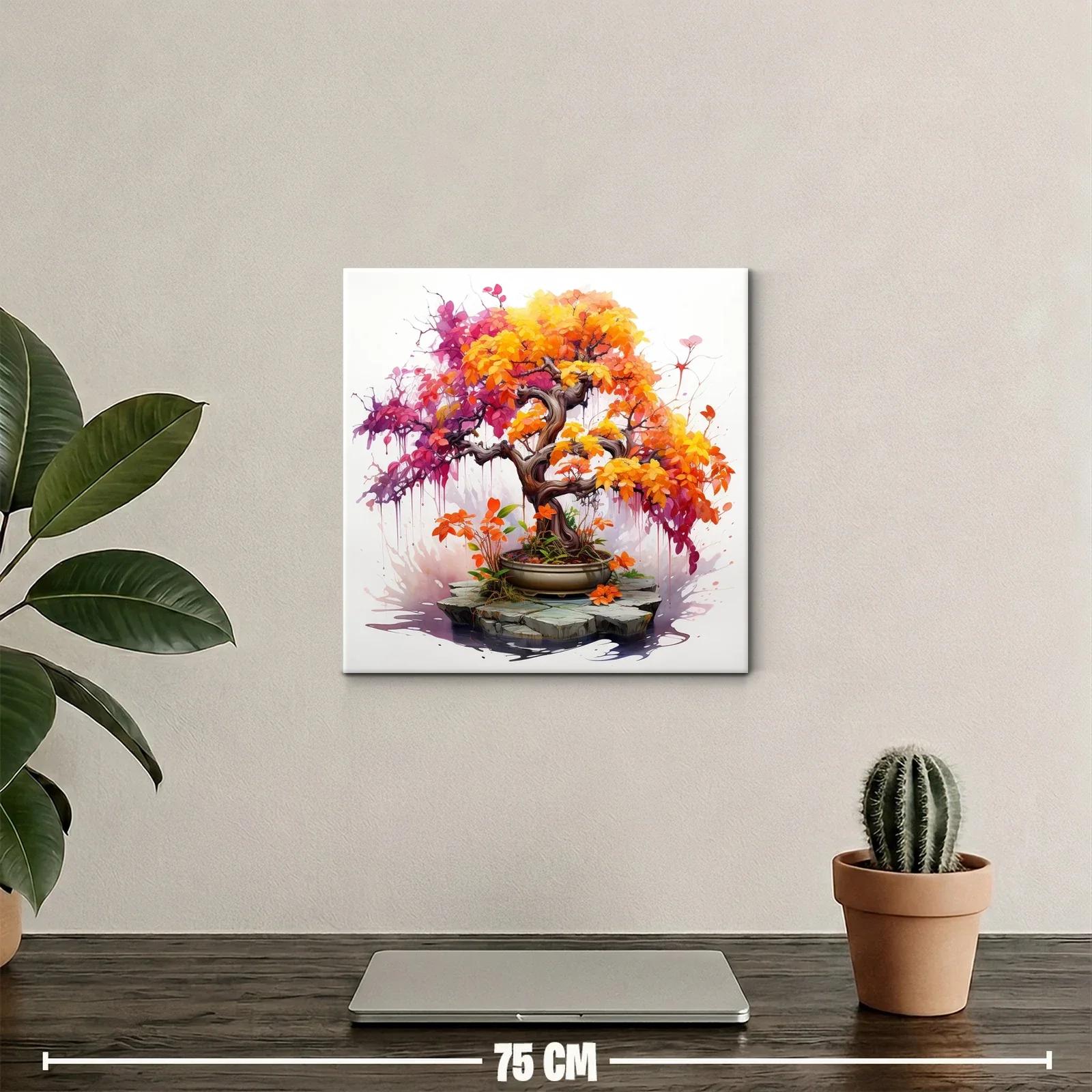 Árbol bonsái con hojas en tonos cálidos vibrantes — miniatura 2