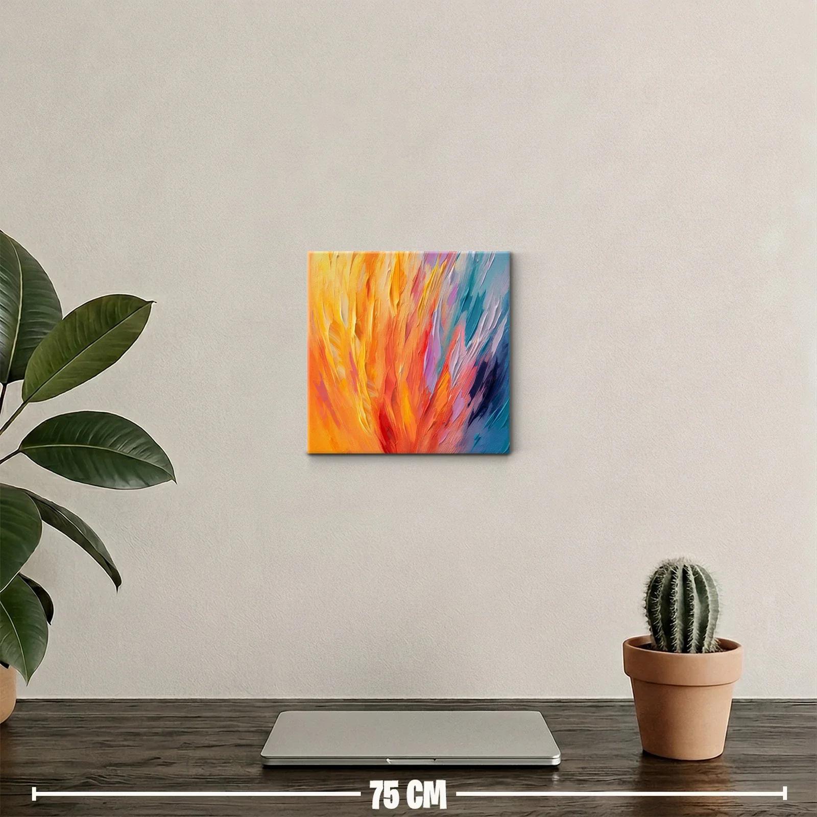 Cuadro abstracto en vibrantes tonos cálidos y fríos — miniatura 2