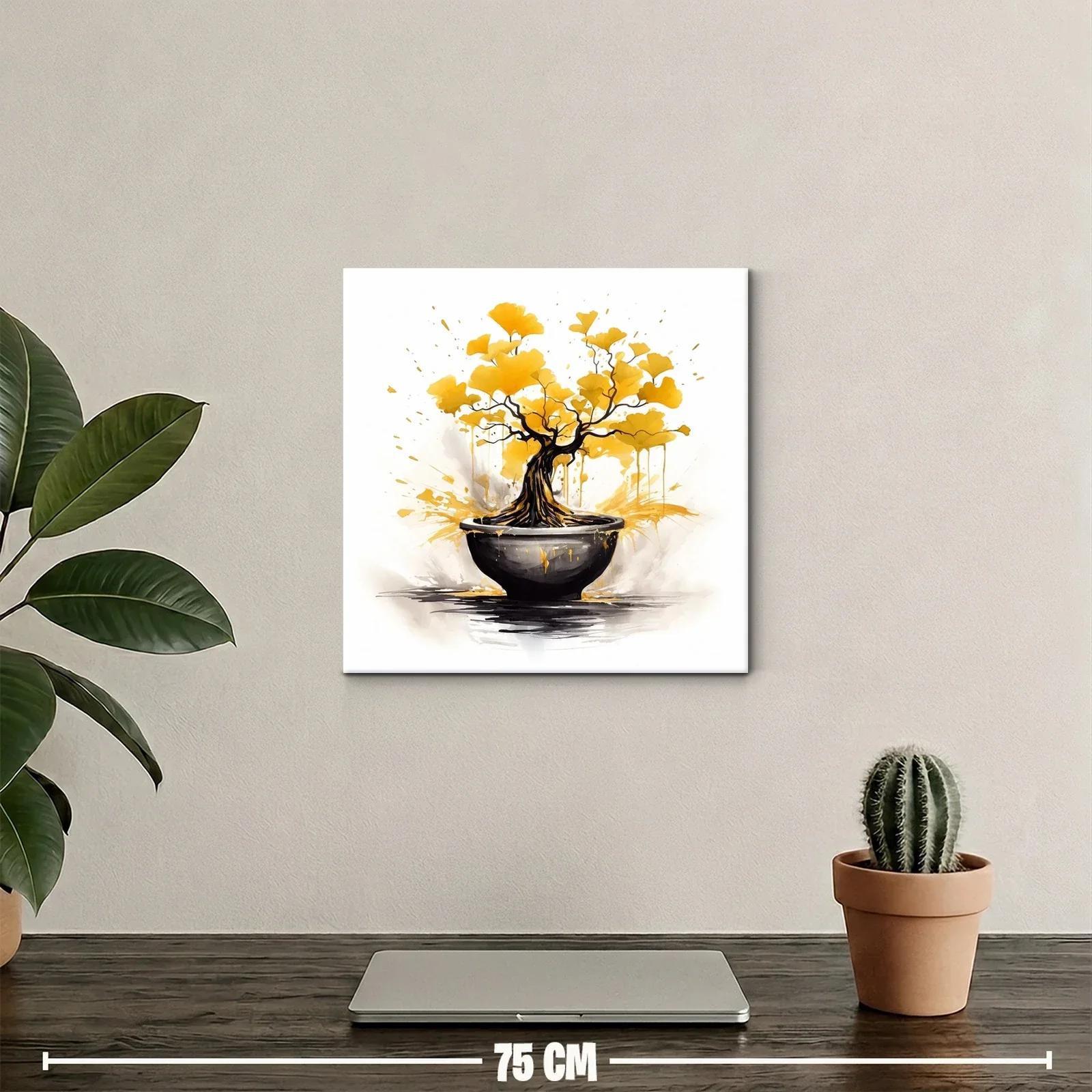 Árbol Dorado con Ramas Abstractas en Maceta Negra — miniatura 2