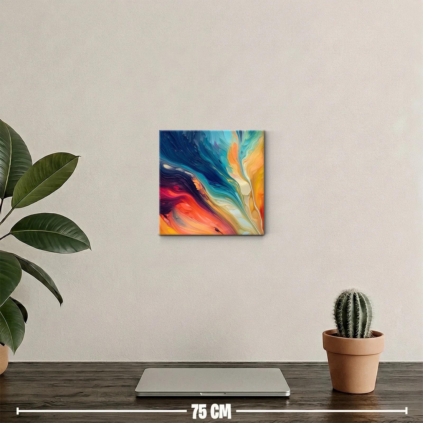 Composición abstracta en vibrantes tonos cálidos y fríos — miniatura 2