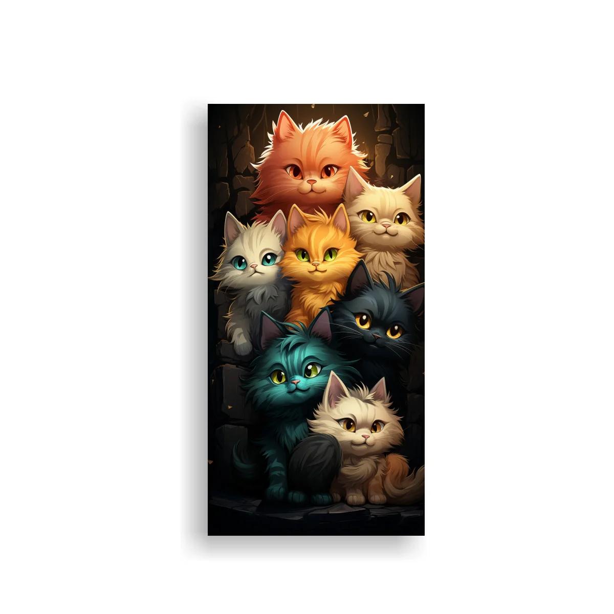 Cuadro grupo de gatitos con ojos luminosos