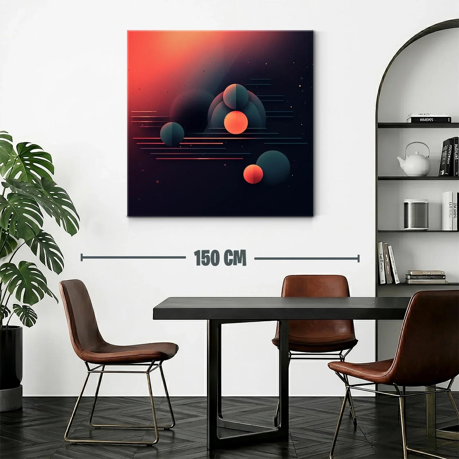 Composición abstracta con esferas y líneas en tonos cálidos — miniatura 2