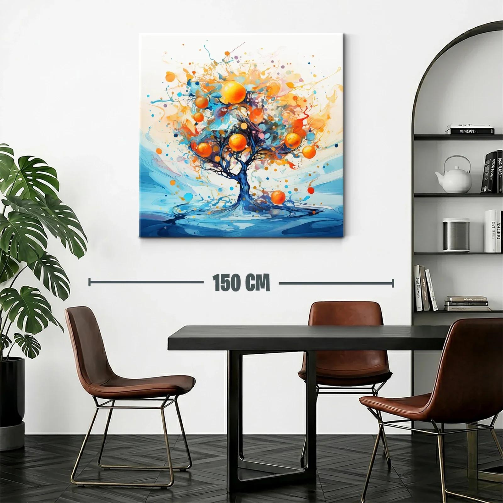 Árbol vibrante con frutos anaranjados sobre fondo azul — miniatura 2