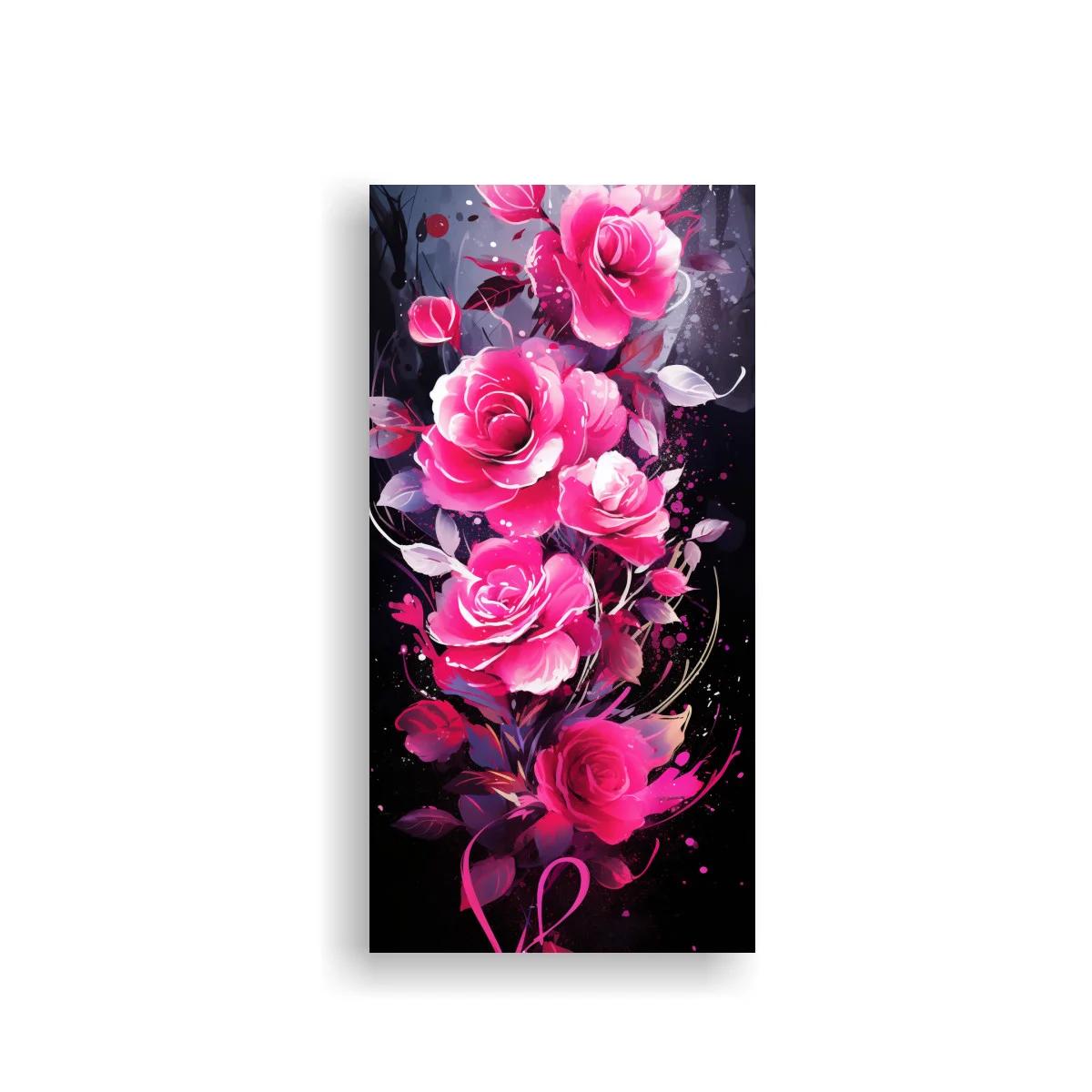 Cuadro de rosas fucsias en cascada