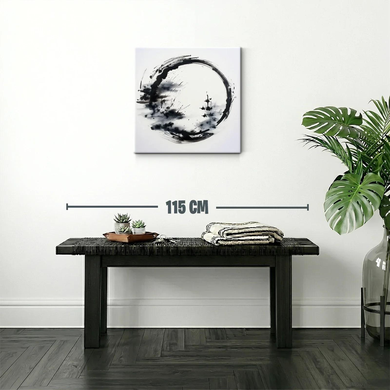 Cuadro círculo zen en blanco y negro para espacios modernos — miniatura 2