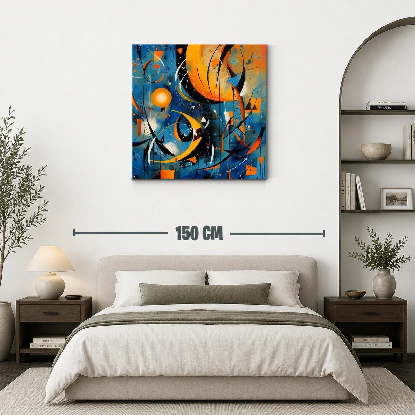 Composición dinámica en tonos azul y naranja vibrante — miniatura 3