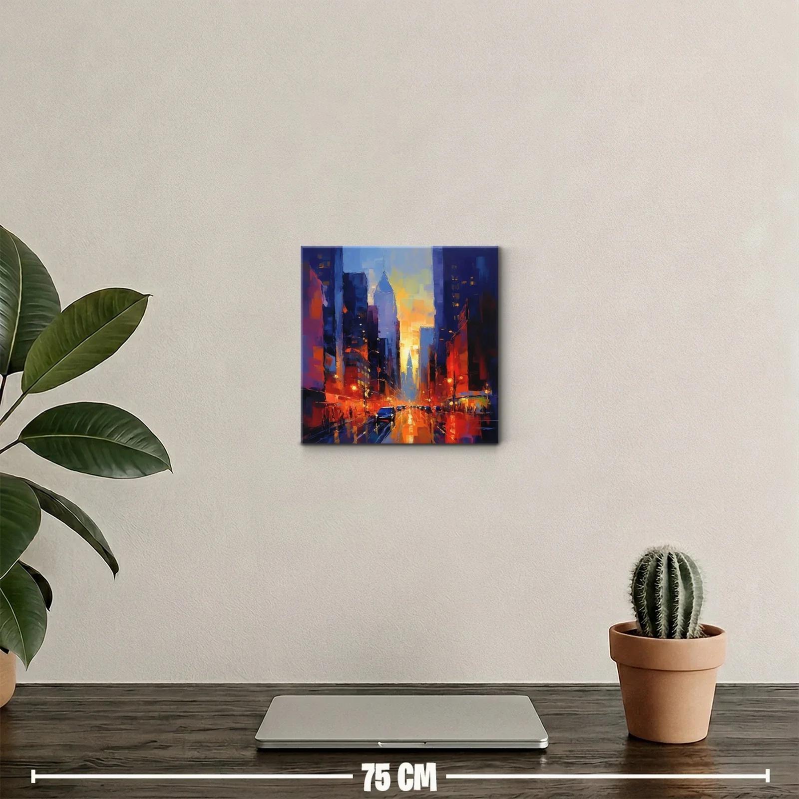 Atardecer vibrante en ciudad iluminada por luces cálidas — miniatura 2