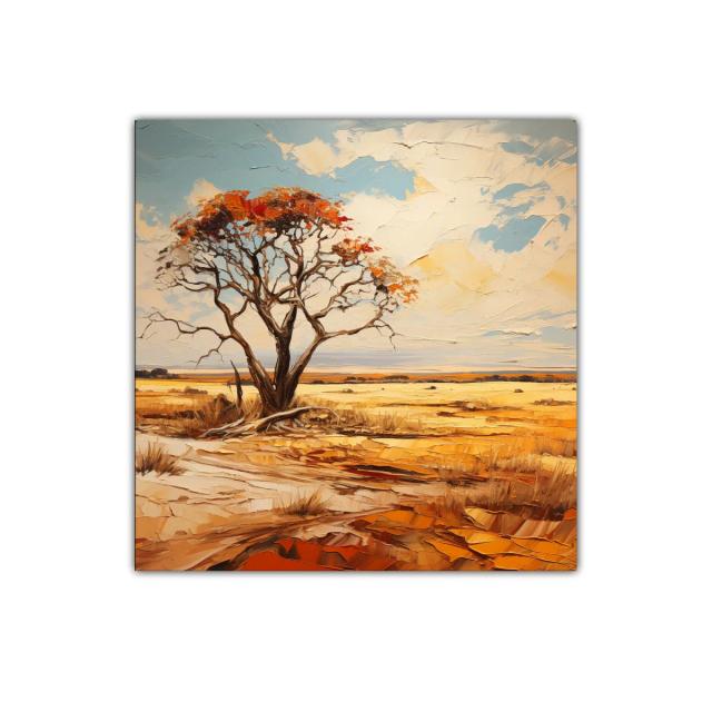 Paisaje sereno con árbol solitario y cielo abierto