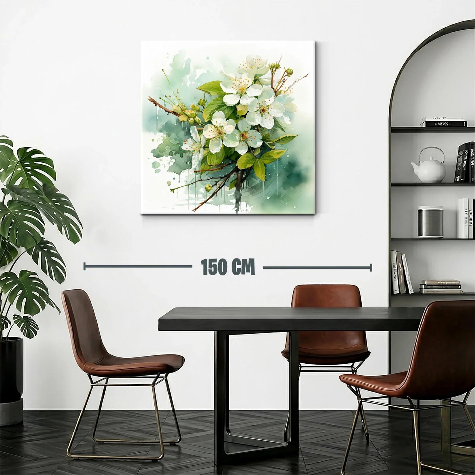 Cuadro con flores blancas y hojas verdes en composición delicada — miniatura 2